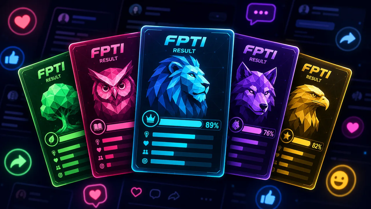 FPTI شخصیت کا ٹیسٹ نتیجہ شیئر کارڈز
